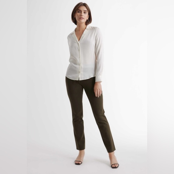 NWT Quince Ultra-Stretch Ponte Straight Leg Pant Olive - Picture 4 of 10